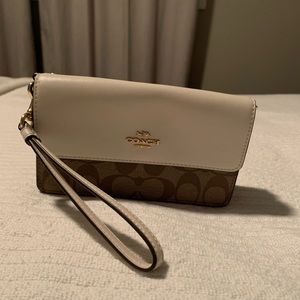 Coach fold over wristlet clutch